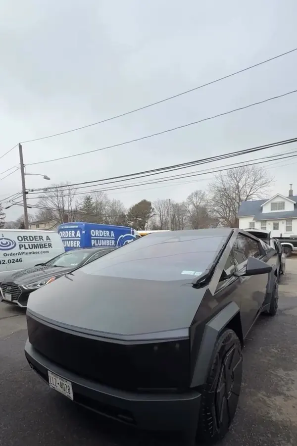 Tesla Cybertruck with matte black wrap